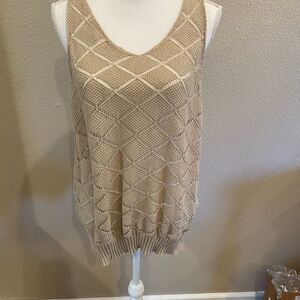 Beige Sleeveless Knit Top Size L